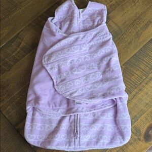 Halo Soft Lilac Fleece Heart swaddle  Sleep Sack